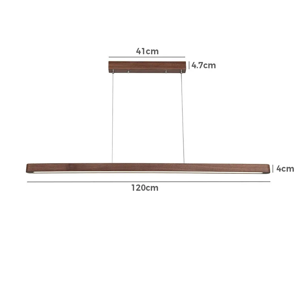 Krear 120CM Wooden Pendant Light LED Strips Linear Lighting Oval Dark Walnut