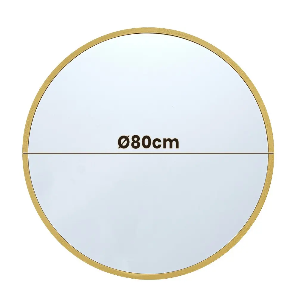 Furb Aluminum Wall Mirrors Round Makeup Mirror Bathroom Home Decor Gold 80CM