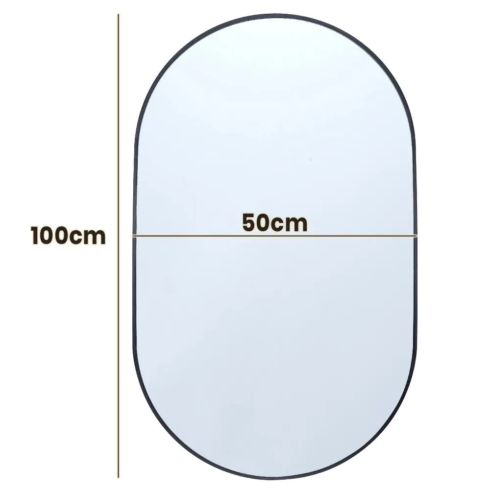 Furb Aluminum Wall Mirrors Oval Makeup Mirror Bathroom Home Decor Black 50*100CM