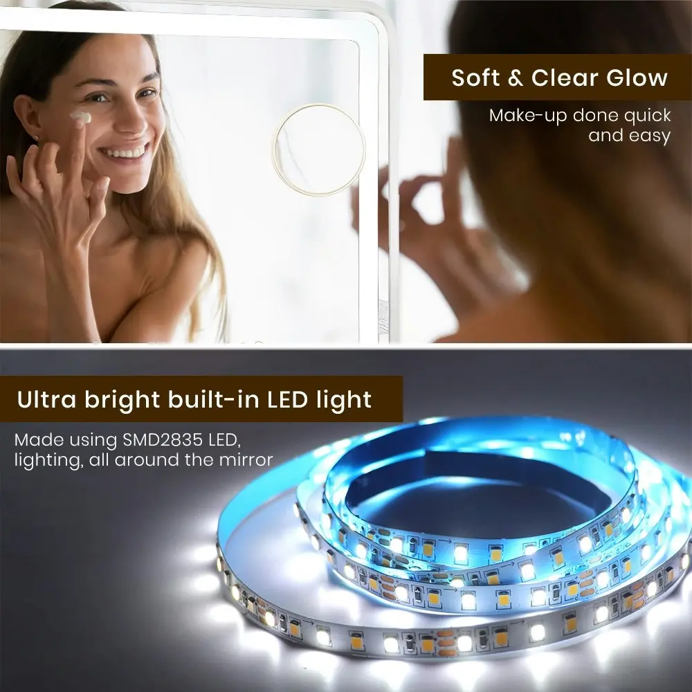 Simplus Tabletop LED Lighted Mirror Vanity Mirror with Lights Makeup Mirrors