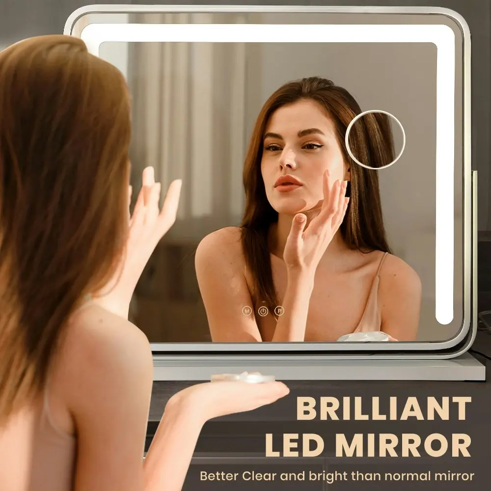 Simplus Tabletop LED Lighted Mirror Vanity Mirror with Lights Makeup Mirrors