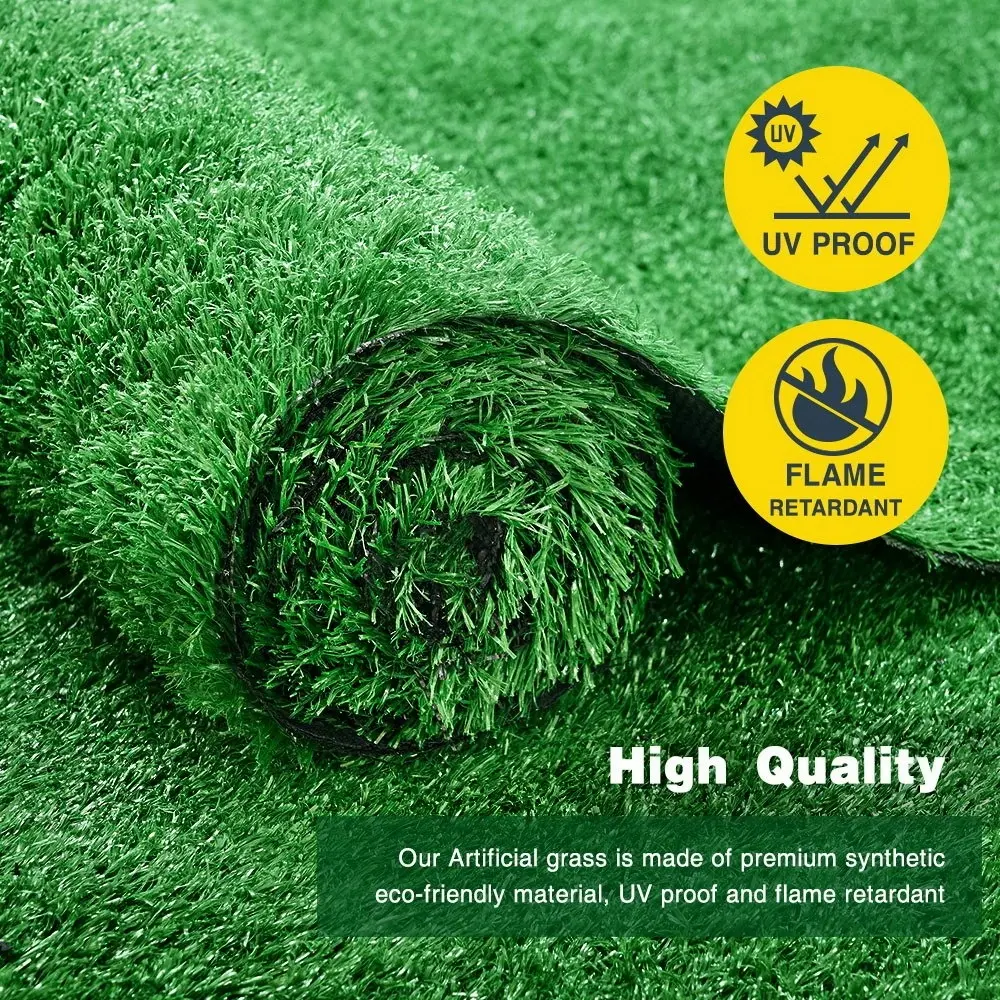 Groverdi Artificial Grass Synthetic Lawns 1mx10m Fake Grass Turf Plastic Plant 20mm Army Green