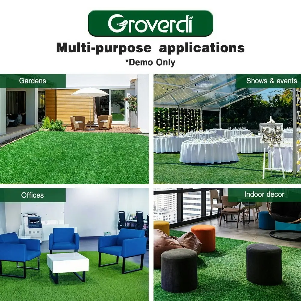 Groverdi Artificial Grass Synthetic Lawns 1mx10m Fake Grass Turf Plastic Plant 20mm Army Green