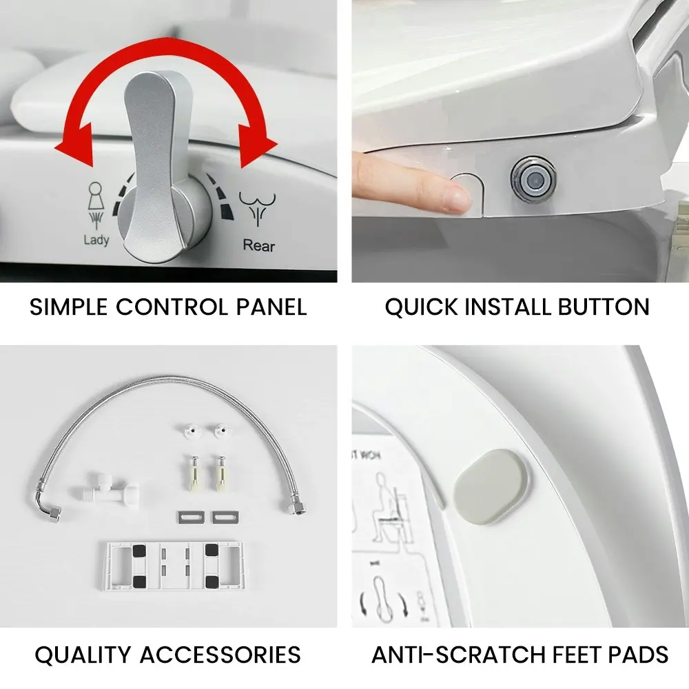 Simplus Smart Electric Bidet Toilet Seat Cover Electronic Seats Paper Saving Auto Wash w Remote