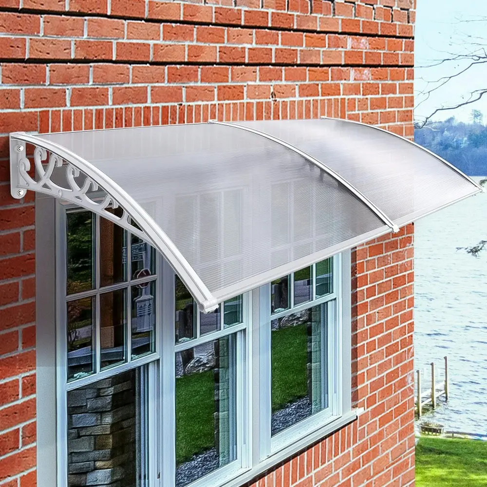 Groverdi Window Door Awning Outdoor Canopy Patio Rain Shield Cover DIY 1Mx2.4M White Clear