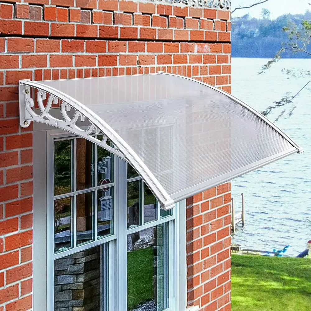 Groverdi Window Door Awning Outdoor Canopy Patio Rain Shield Cover DIY 1Mx1.2M White Clear