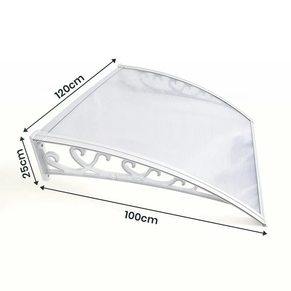 Groverdi Window Door Awning Outdoor Canopy Patio Rain Shield Cover DIY 1Mx1.2M White Clear