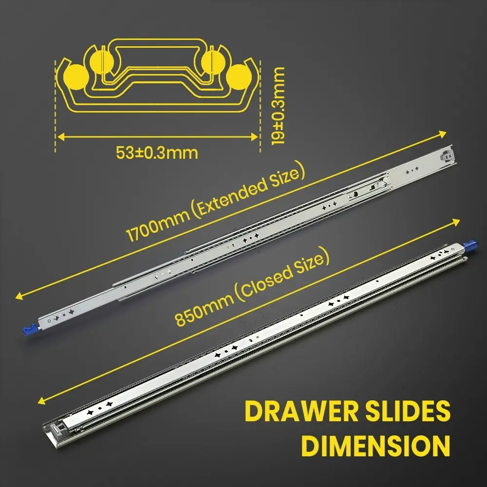 Tatras 850MM Locking Drawer Slides Full Extension 120KG Load Capacity Heavy Duty Runner