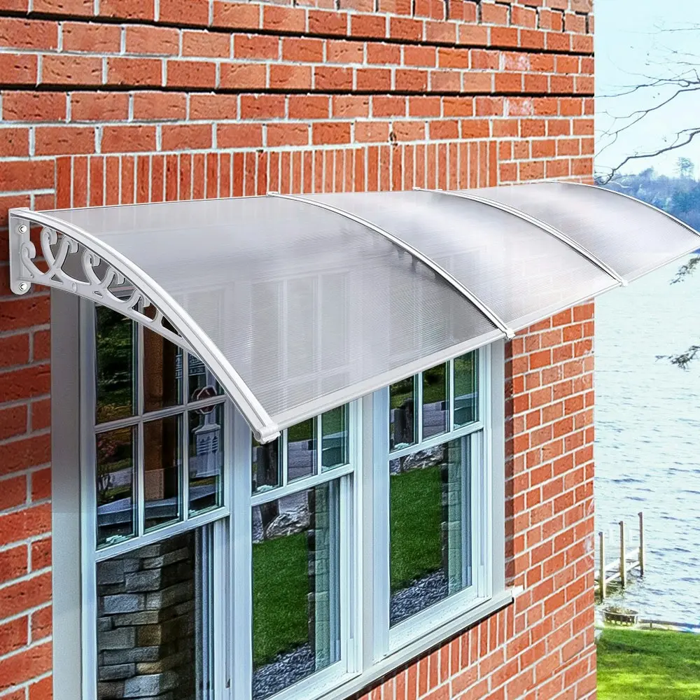 Groverdi Window Door Awning Outdoor Canopy Patio Rain Shield Cover DIY 1Mx3M White Clear