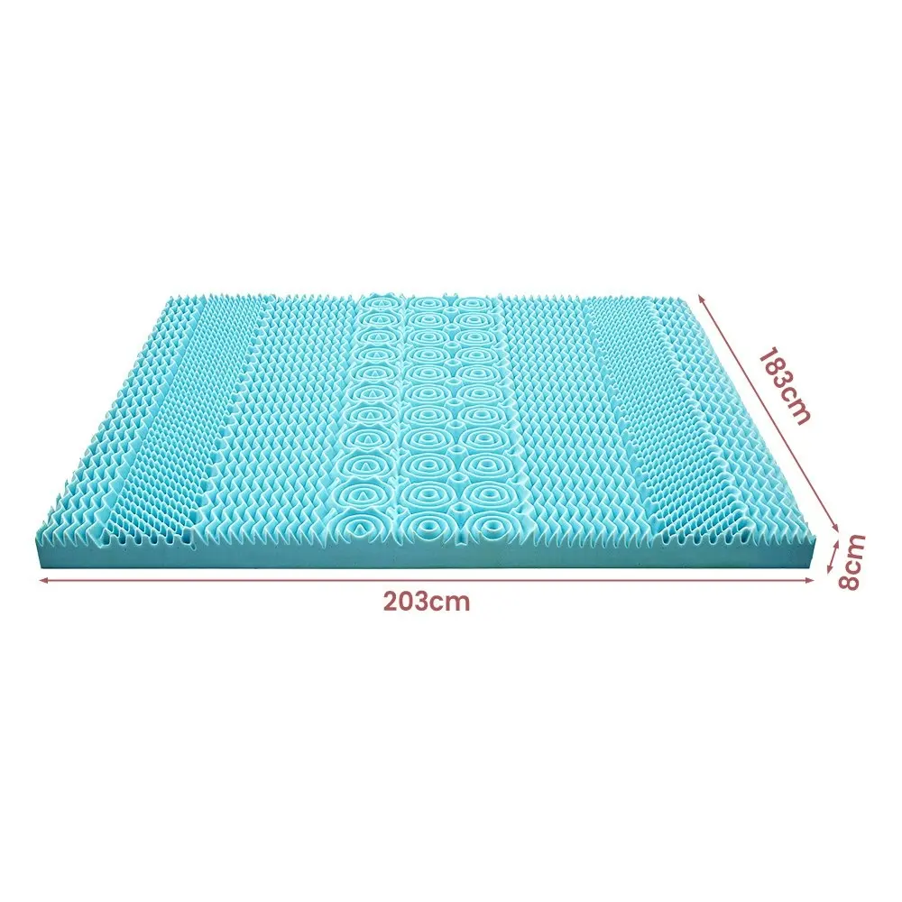 Mona Bedding Memory Foam Mattress Topper 8CM Cool Gel Bed Bamboo Cover 7-Zone K