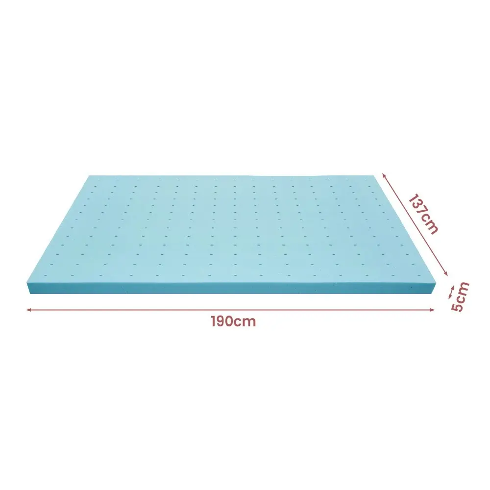 Mona Bedding Memory Foam Mattress Topper Cool Gel Bed w/Bamboo Cover Underlay 5CM Flat Double D