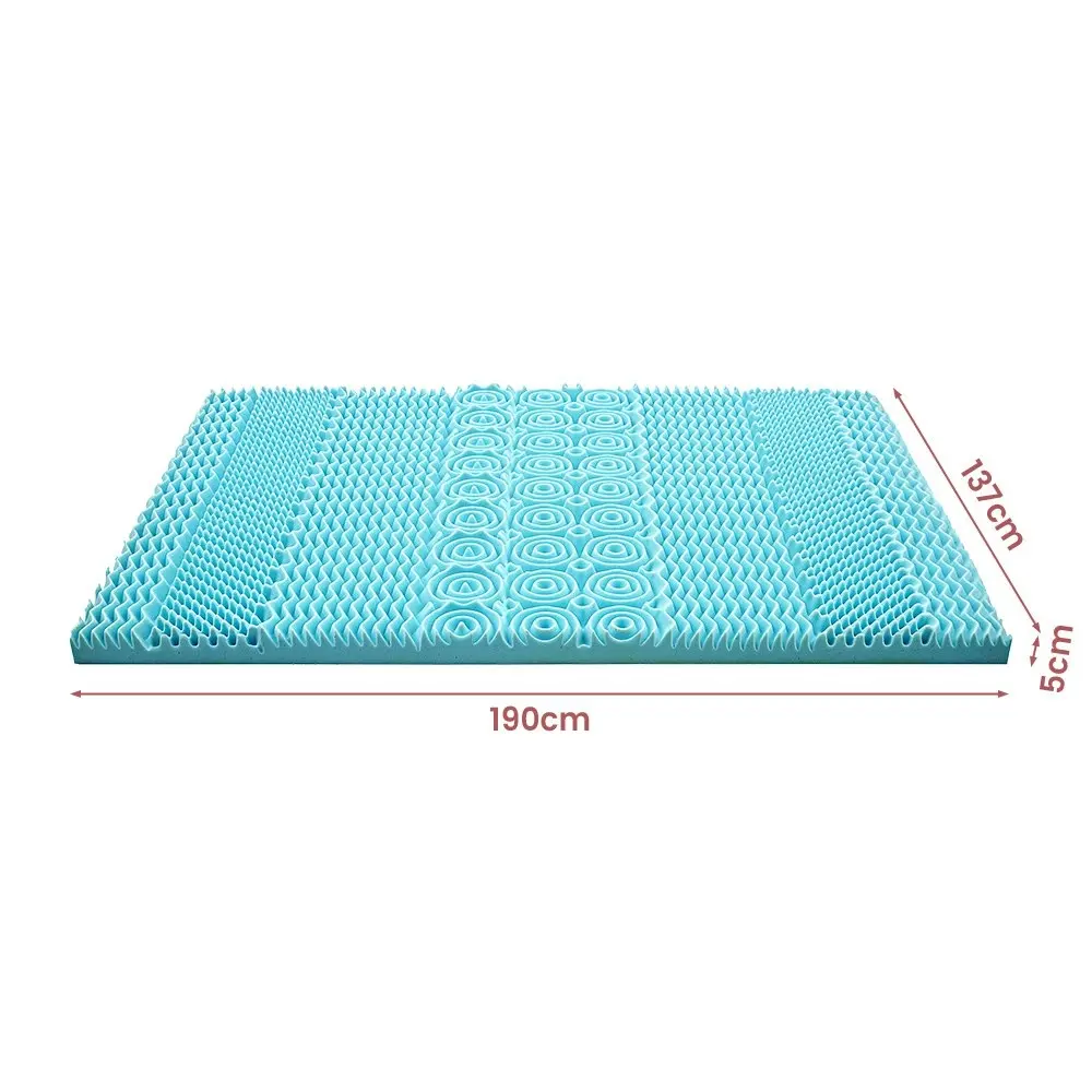 Mona Bedding Memory Foam Mattress Topper Cool Gel Bed w/Bamboo Cover Underlay 5CM 7-Zone Double D