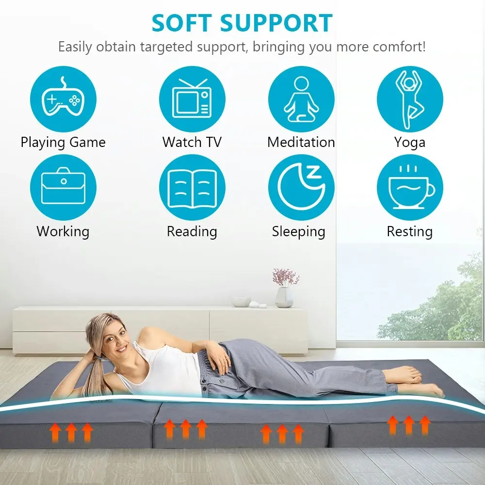 Mona Folding Mattress Portable Single Sofa Foam Bed Camping Sleeping Pad Grey