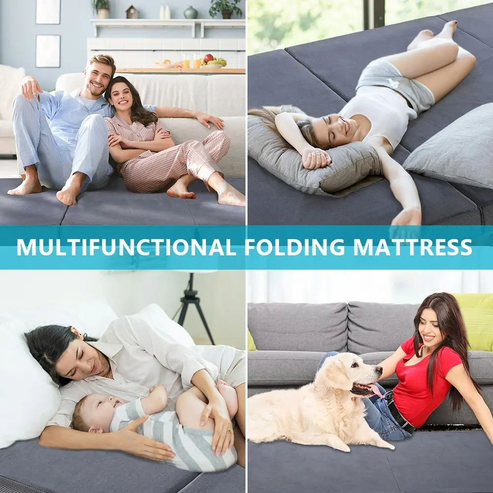 Mona Folding Mattress Portable Single Sofa Foam Bed Camping Sleeping Pad Grey