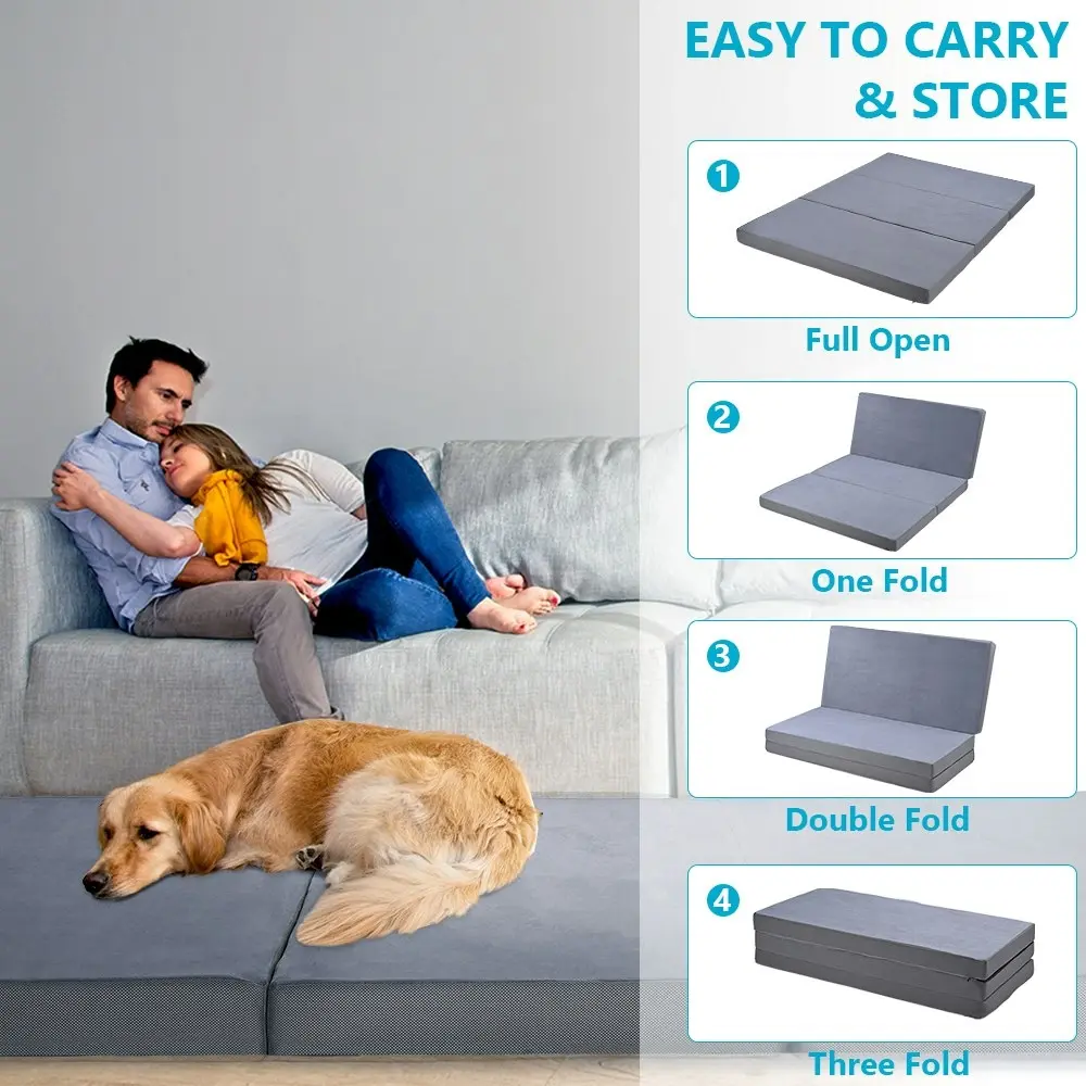 Mona Folding Mattress Portable Single Sofa Foam Bed Camping Sleeping Pad Grey