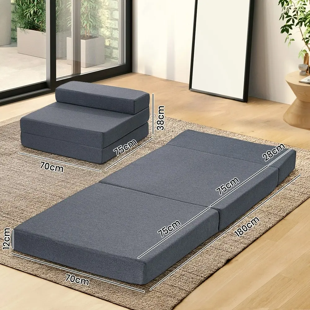 Mona Folding Foam Mattress Sofa Bed Trifold Camping Sleeping Cushion Mat Single