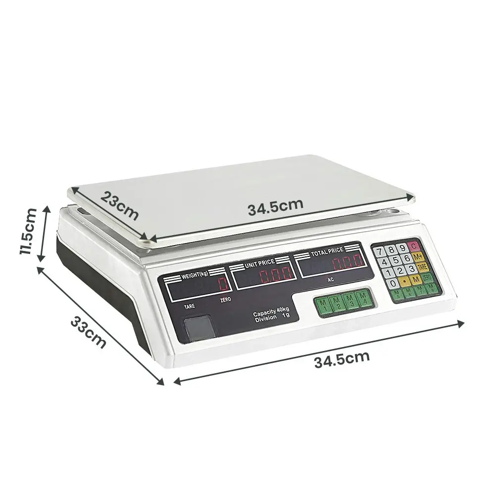 Krear 40KG Commercial Digital Kitchen Scale Electronic Market Shop Platform Postal Weight Scales WH