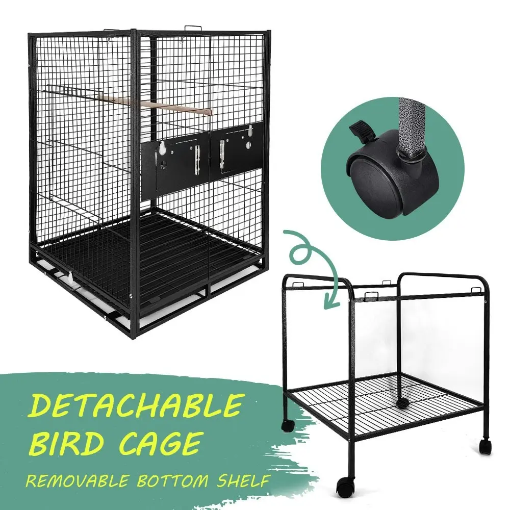 Taily 145cm Large Bird Cage Stand-Alone Aviary Budgie Cages Perch Castor Wheels