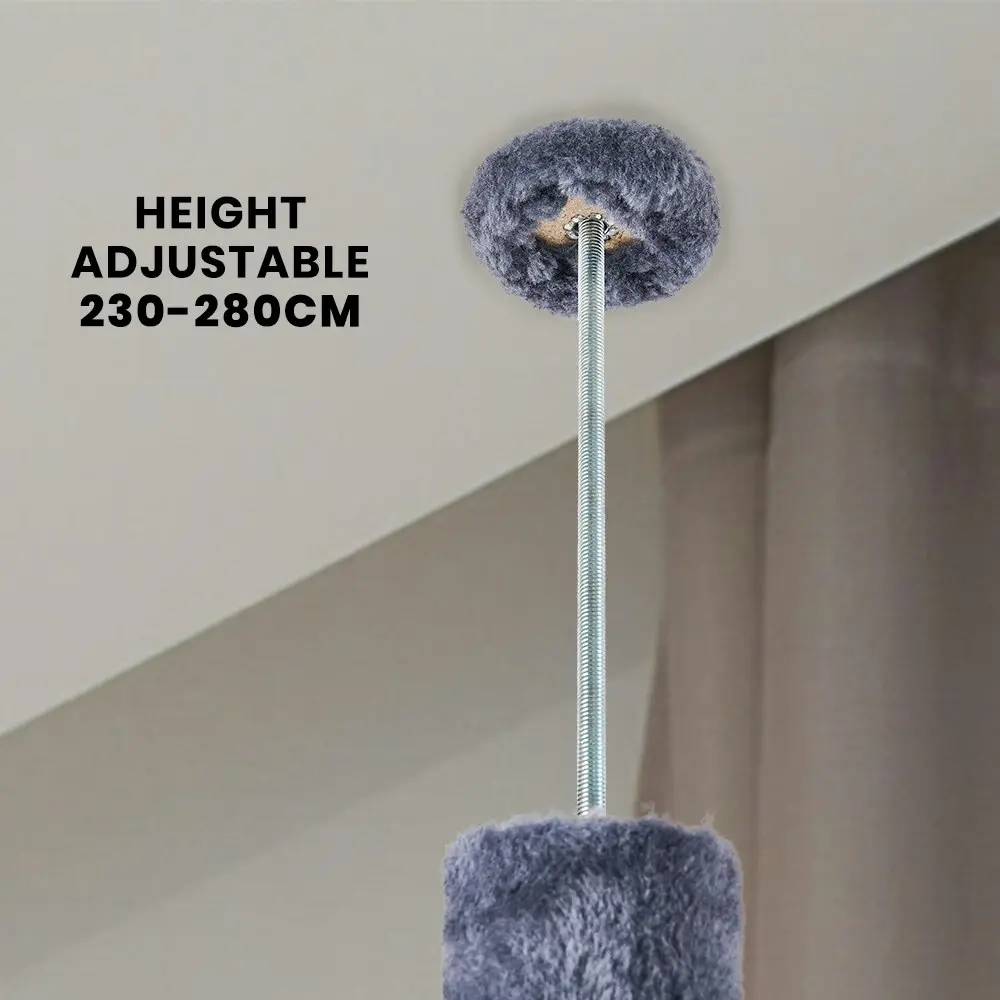 Taily Cat Tree 280cm Scratching Post Scratcher Tower Condo House Ceiling Pole Activity Ceiling High