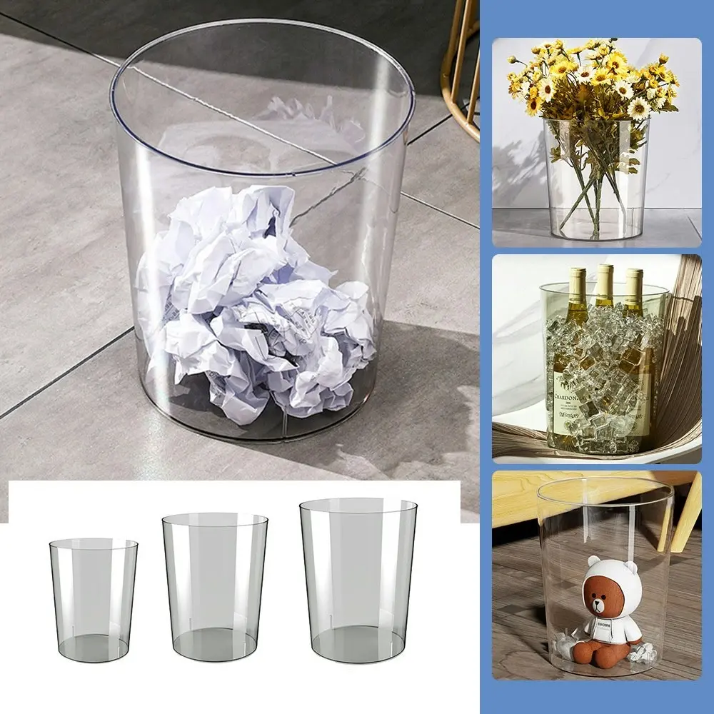 Furb 3PCS Transparent Trash Can Wastebasket Garbage Bin Home Storage Container