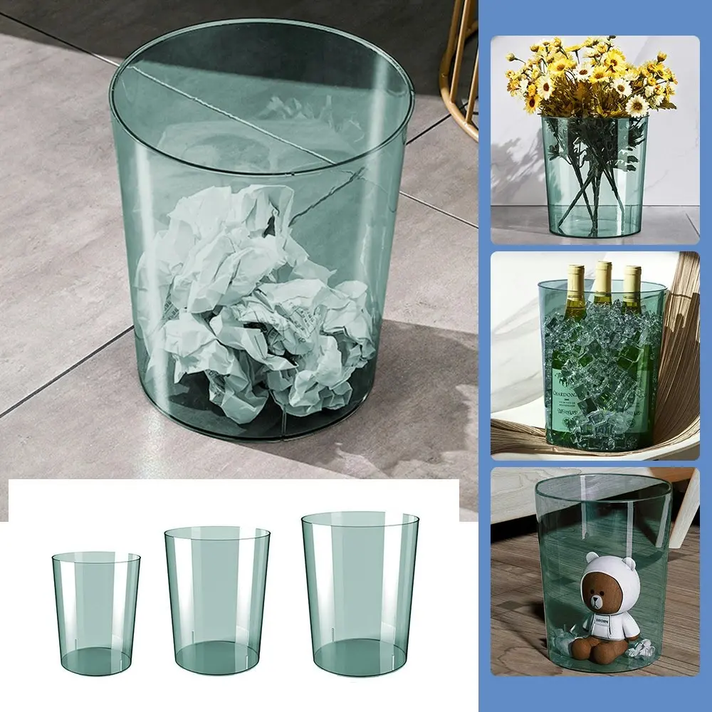 Furb 3PCS Transparent Trash Bin Wastebasket Garbage Can Home Storage Container