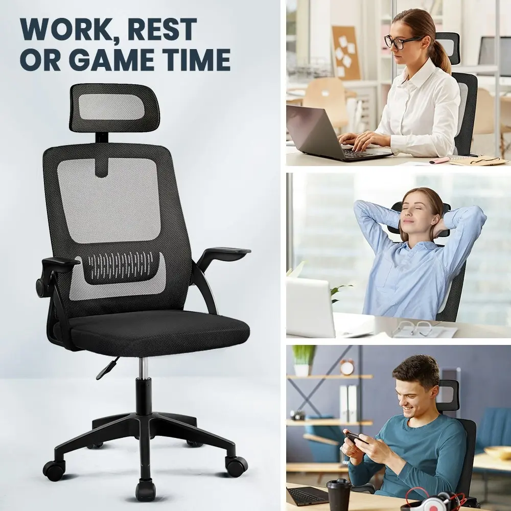 Furb Office Chair Computer Mesh Executive Chairs Study Work Lifting Seating Headrest Black