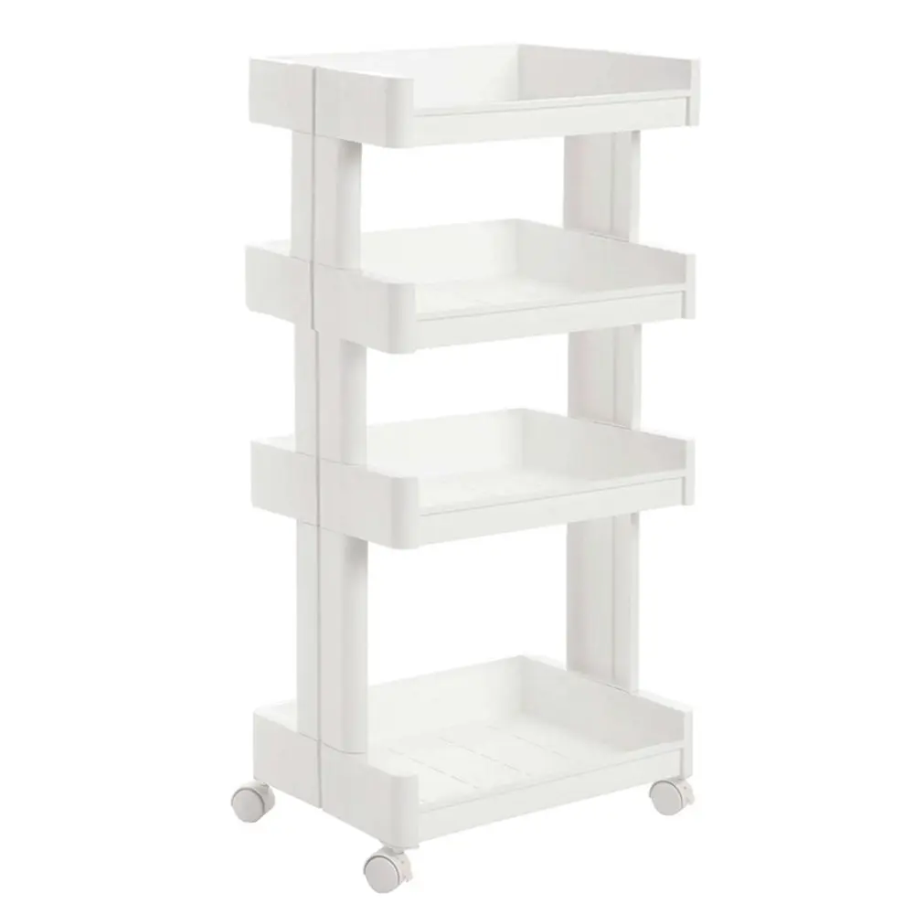 Furb 4 Tier Kitchen Storage Trolley Cart Plastic Rack Shelf Toy Organiser White