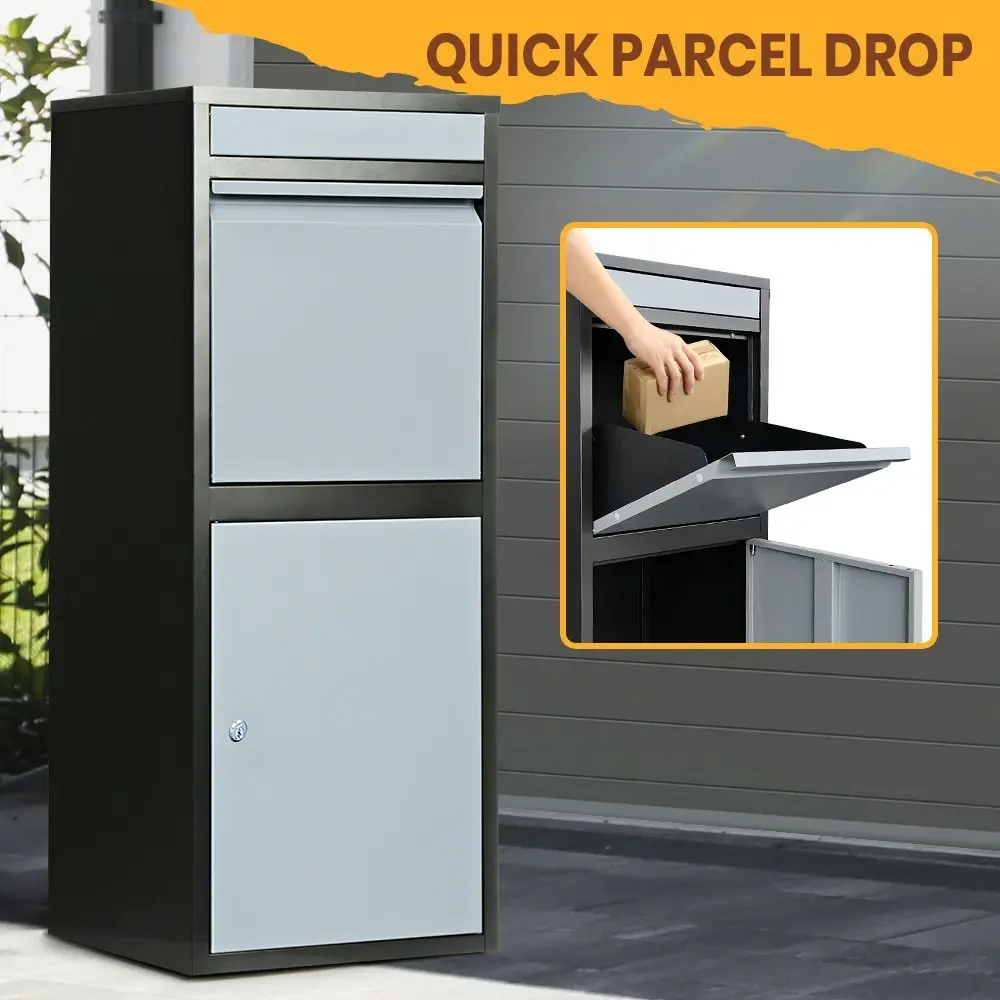 Groverdi Parcel Box Letter Box Package Drop MailBox Security Lock Storage Grey