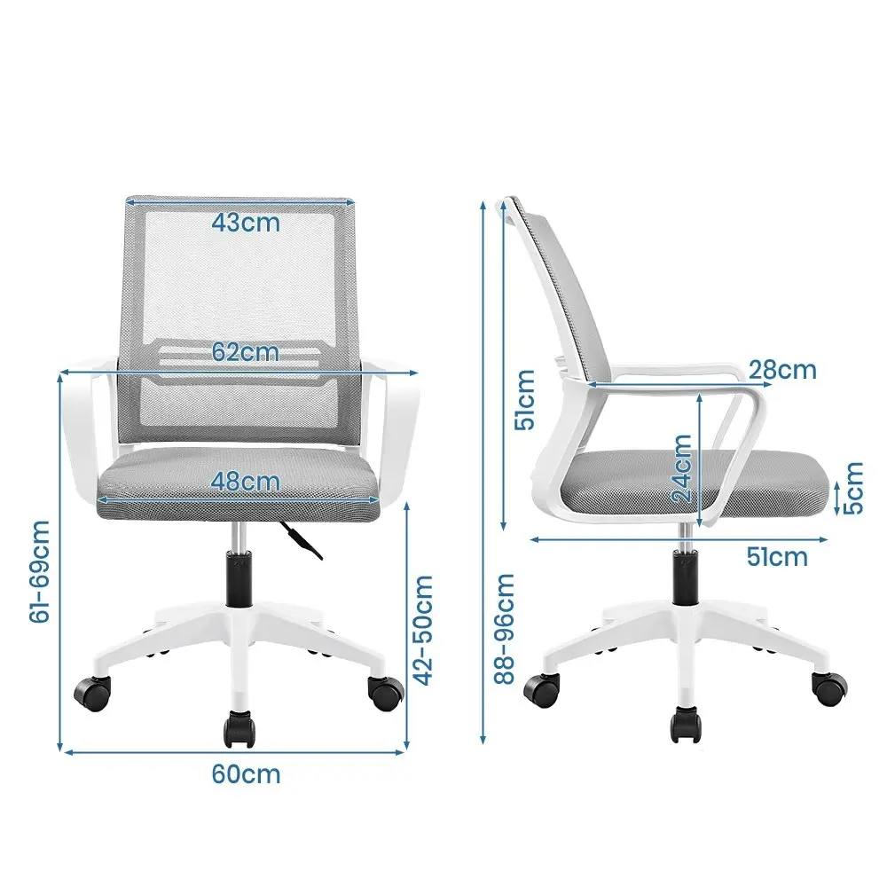 Furb Office Chair Computer Mesh Executive Chairs Study Work Lifting Seat White Light Grey