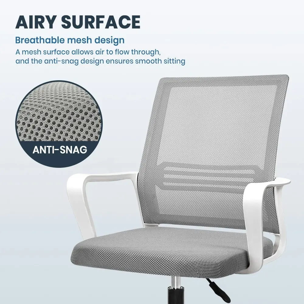 Furb Office Chair Computer Mesh Executive Chairs Study Work Lifting Seat White Light Grey