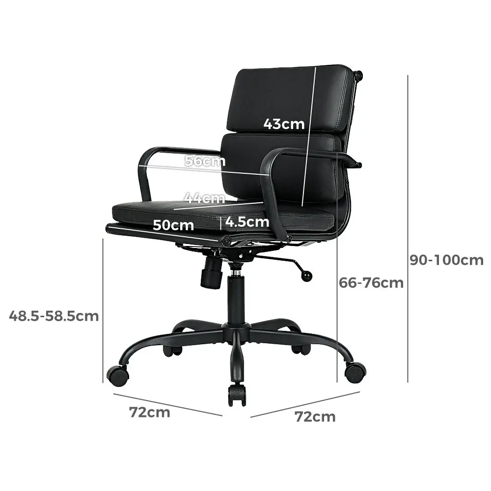 Furb Executive Office Chair Ergonomic Chair Mid-Back PU Leather All Black