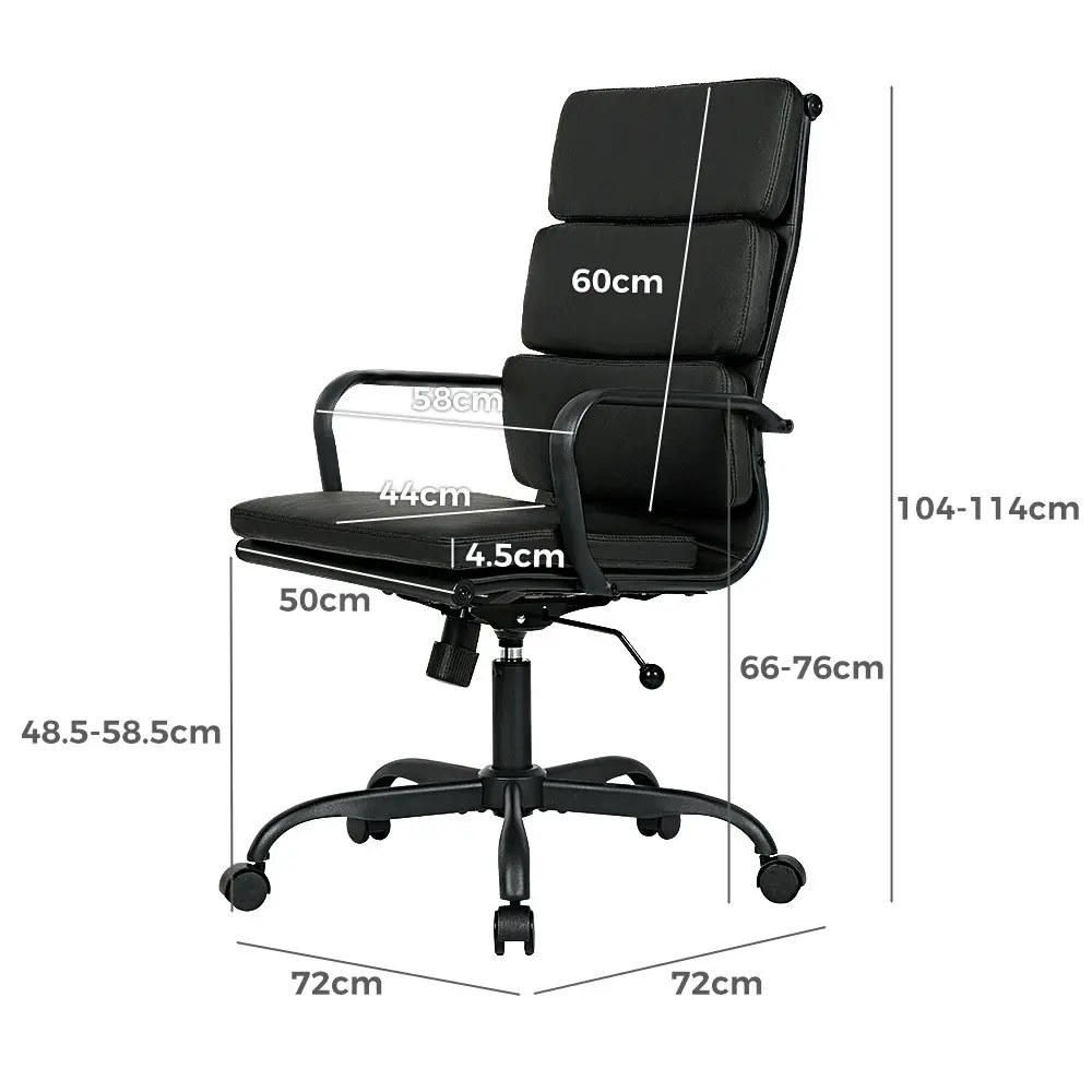 Furb Executive Office Chair Ergonomic Chair High-Back PU Leather All Black