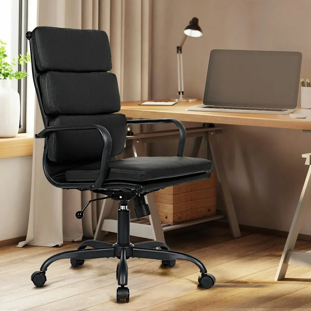 Furb Executive Office Chair Ergonomic Chair High-Back PU Leather All Black