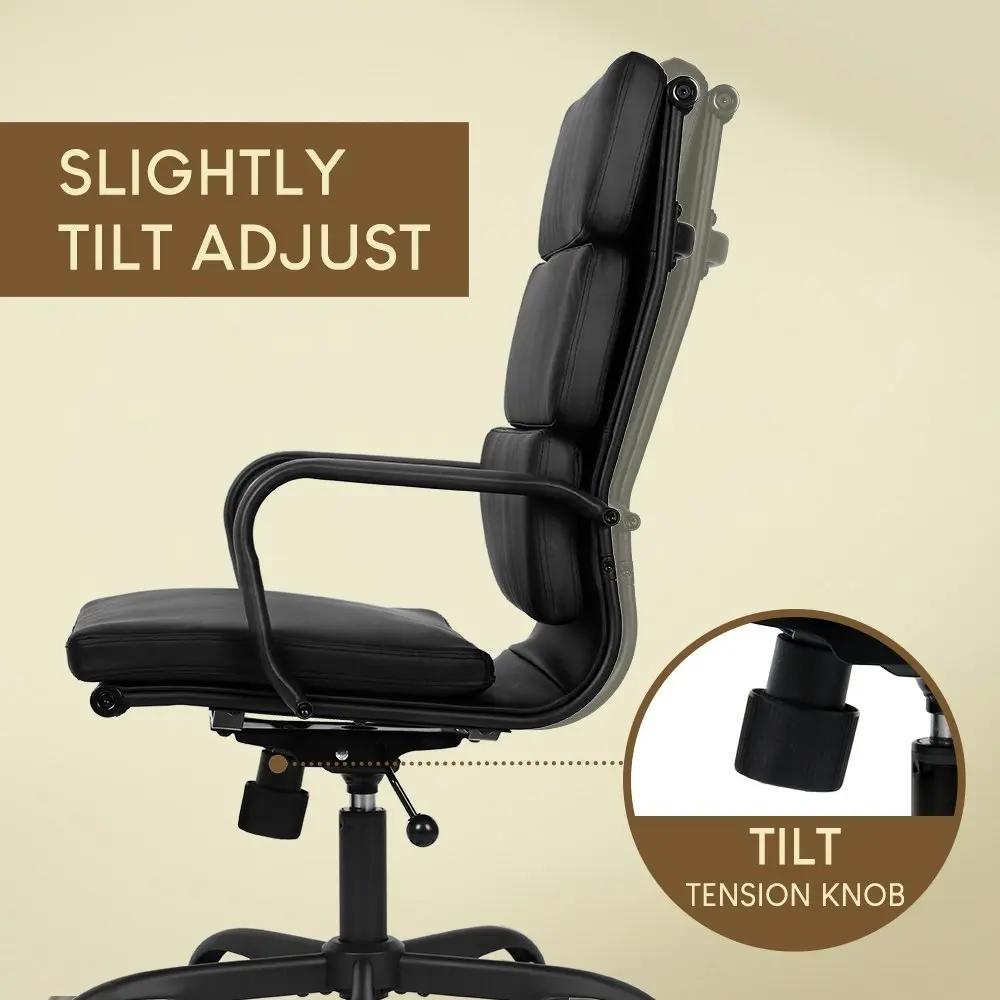 Furb Executive Office Chair Ergonomic Chair High-Back PU Leather All Black