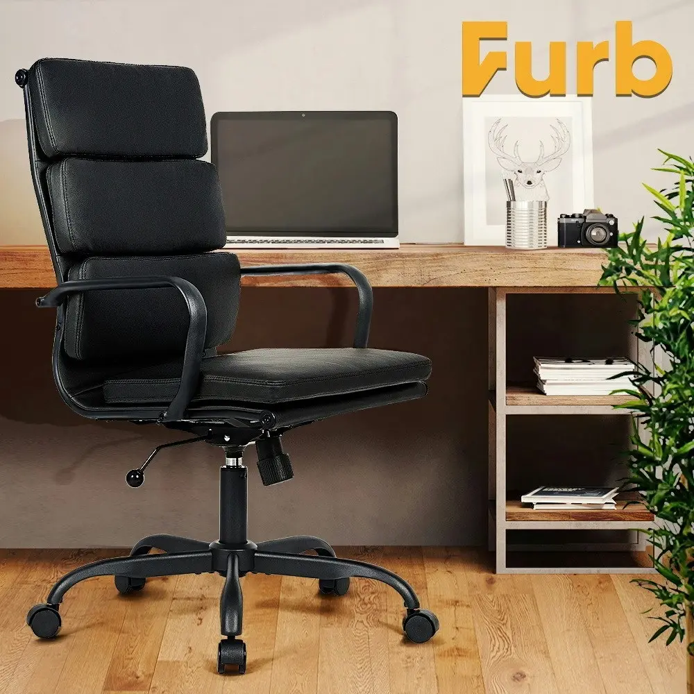 Furb Executive Office Chair Ergonomic Chair High-Back PU Leather All Black