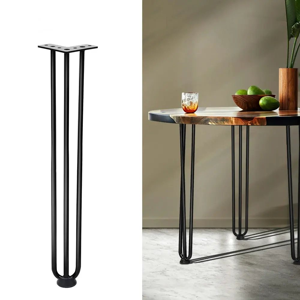 Furb 4x Hairpin Dining Table Legs Support Coffee Table Steel DIY Industrial Desk Bench 3 Rods 45CM