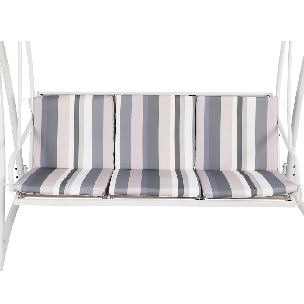 Gardeon Outdoor Swing Chair Garden Bench Furniture Canopy 3 Seater White Grey