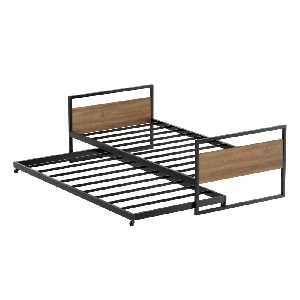 Artiss Bed Frame 2x Single Size Metal Trundle Daybed DEAN