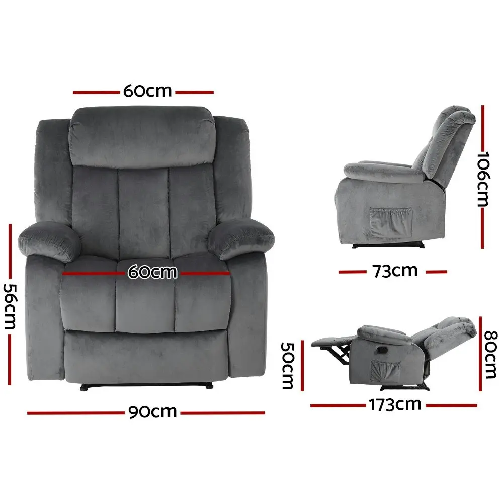 Artiss Recliner Chair Electric Massage Heated Chair Grey