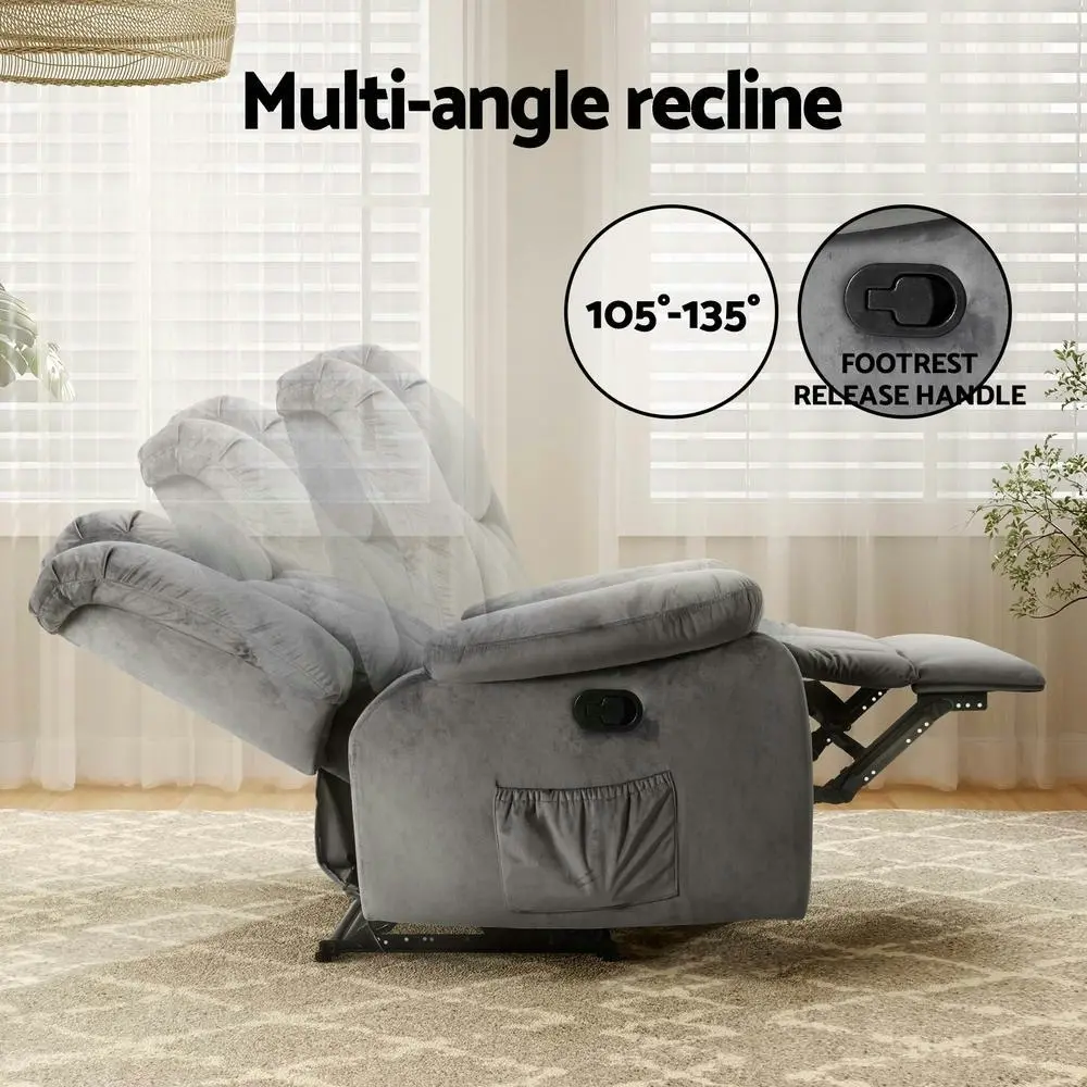 Artiss Recliner Chair Electric Massage Heated Chair Grey