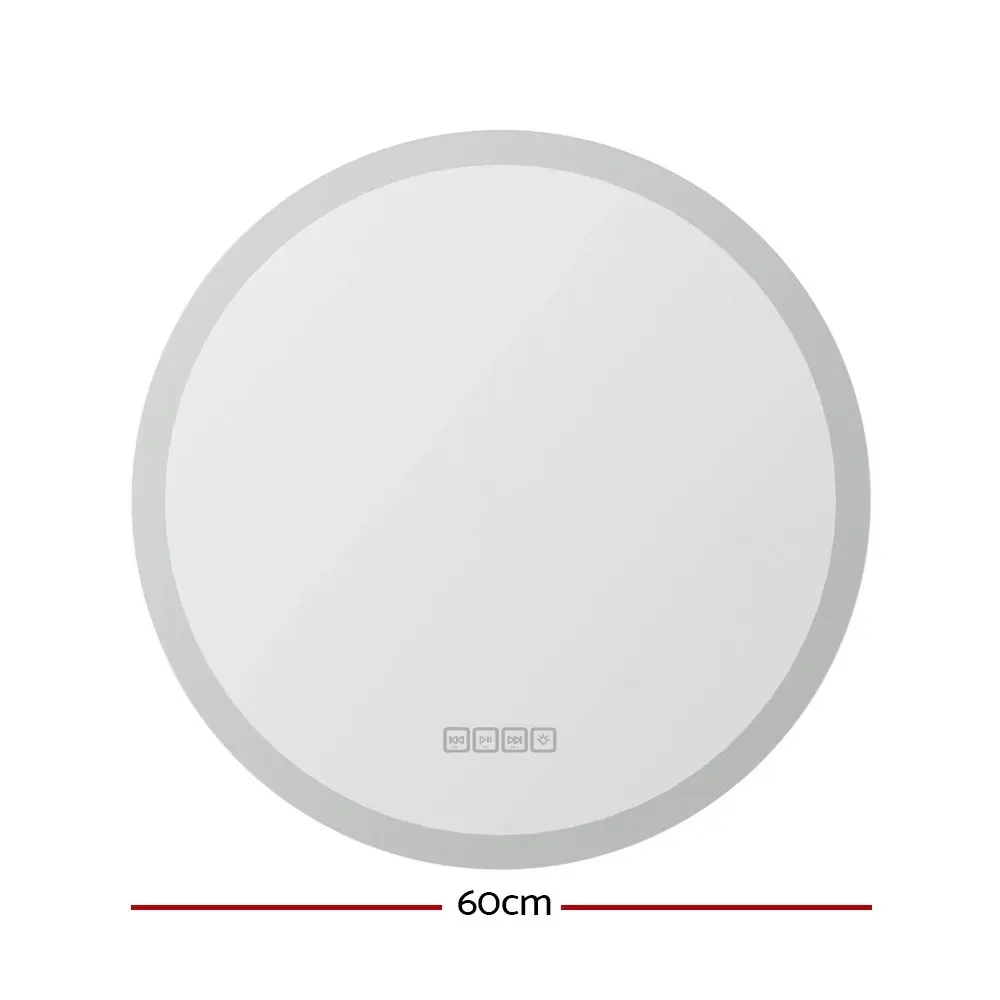 Embellir Bluetooth LED Wall Mirror With Light 60CM Bathroom Decor Round Mirrors