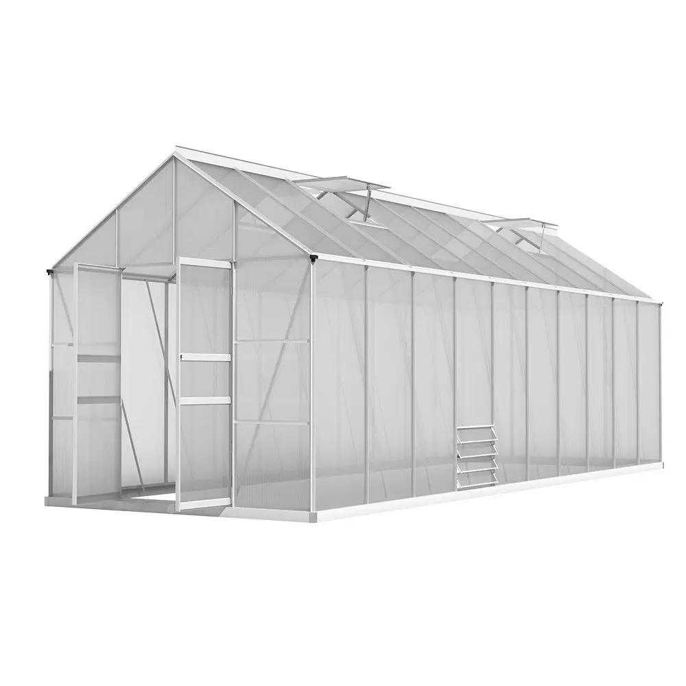 Greenfingers Greenhouse Aluminium Large Polycarbonate Green House Garden Shed 6.3X2.4M