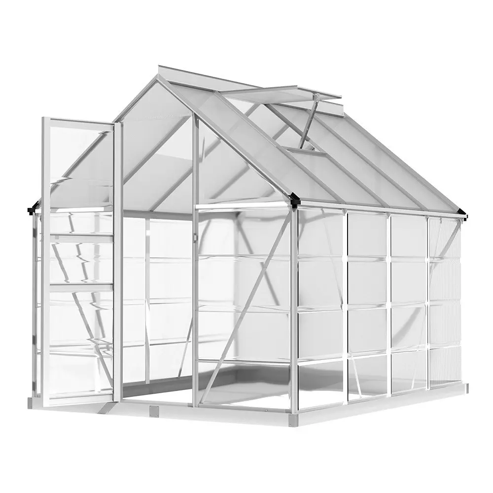 Greenfingers Greenhouse 2.48x1.89x2M Aluminium Polycarbonate Green House Garden Shed