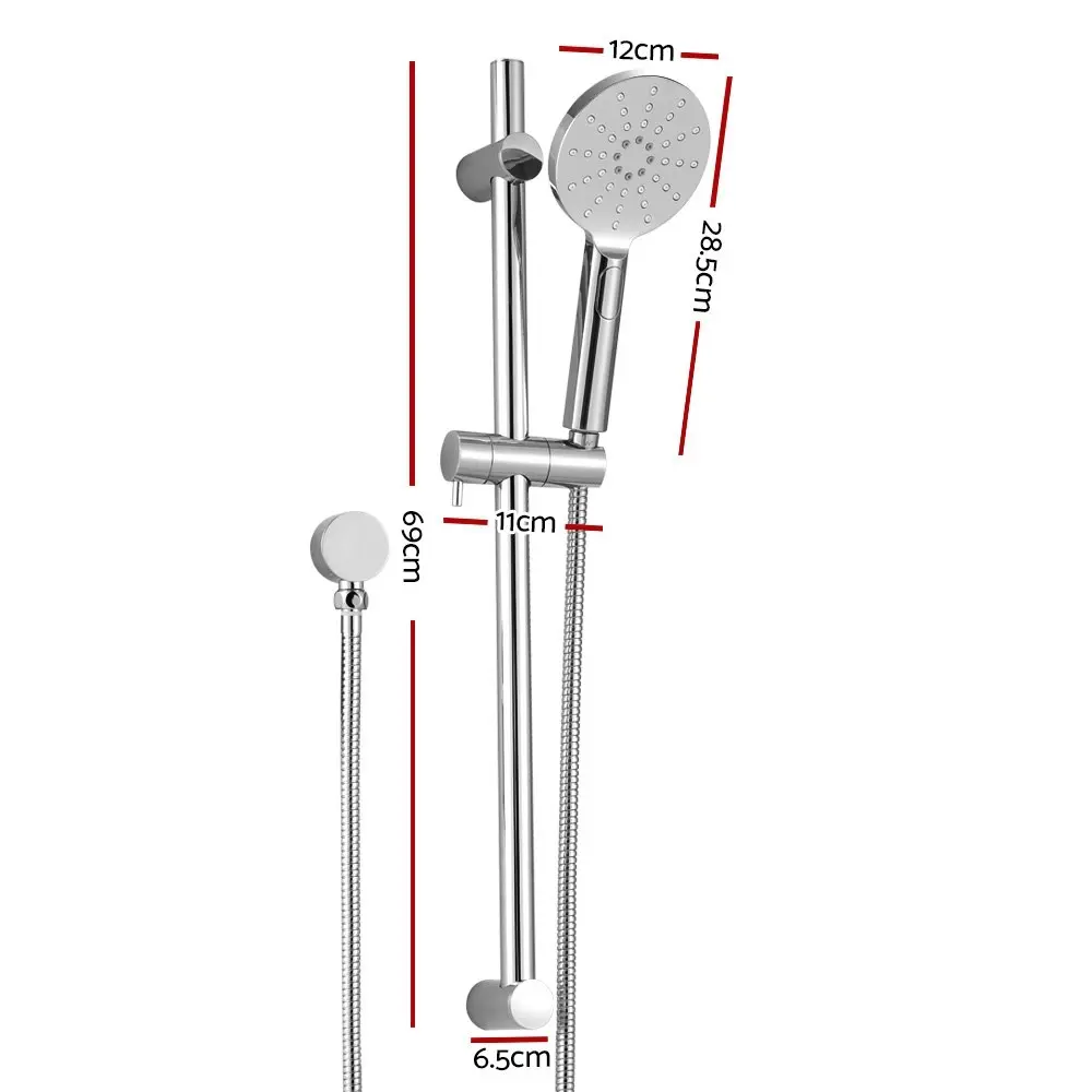 Handheld Shower Head Wall Holder 4.7'' High Pressure Adjustable Height 3 Spray Modes Chrome