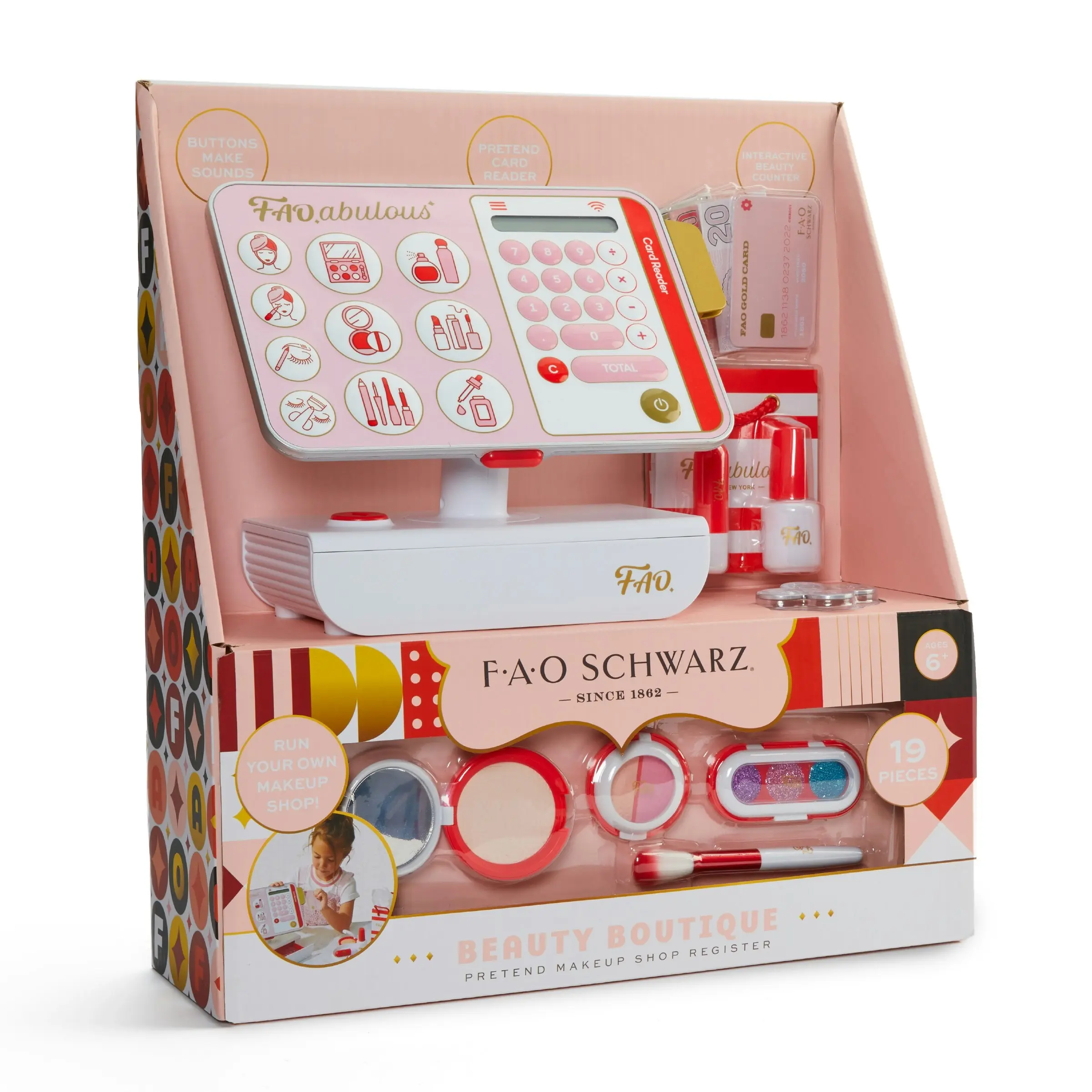 F.A.O. Schwarz Beauty Boutique Pretend Makeup Shop Register, 19pcs