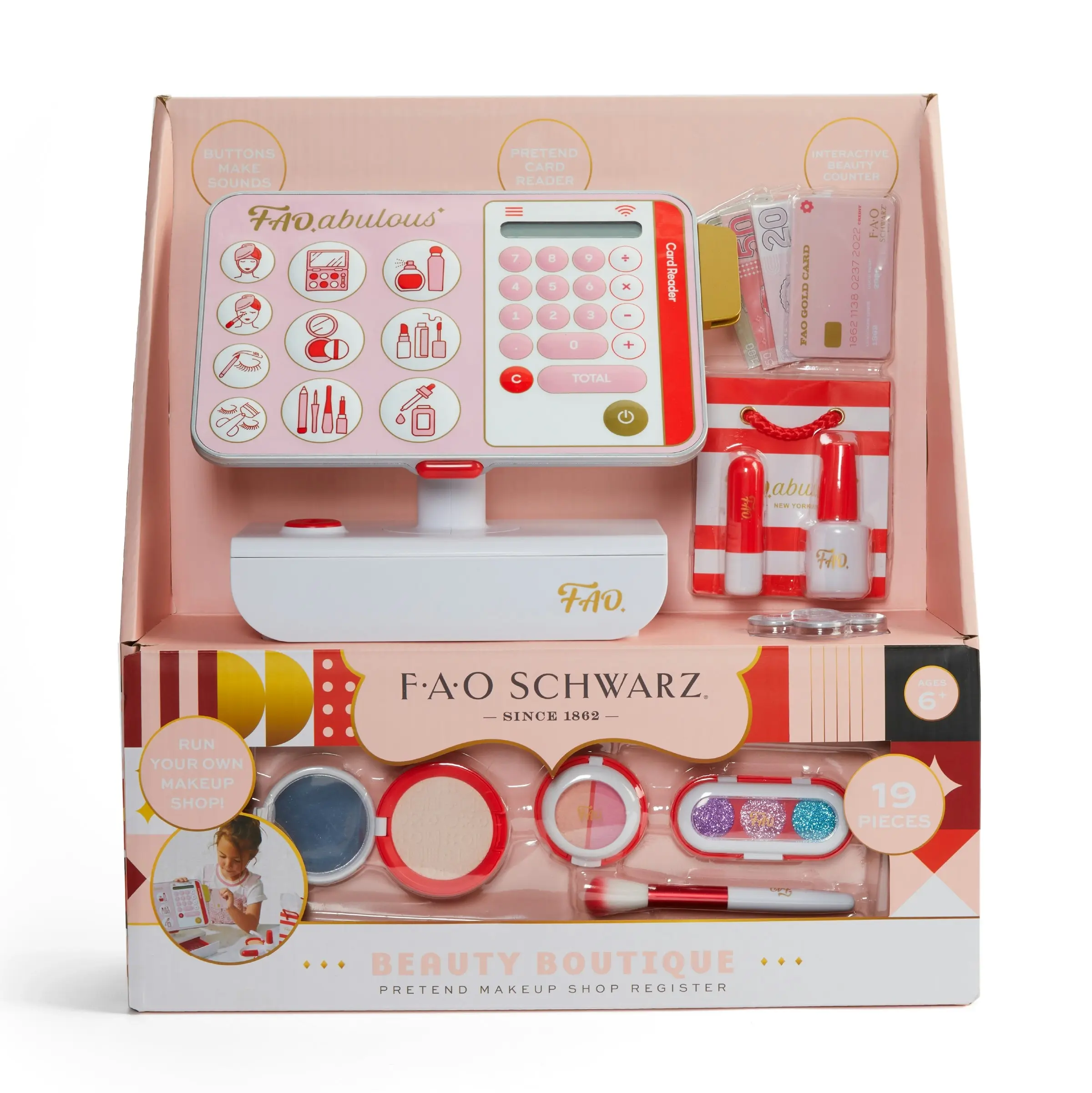 F.A.O. Schwarz Beauty Boutique Pretend Makeup Shop Register, 19pcs