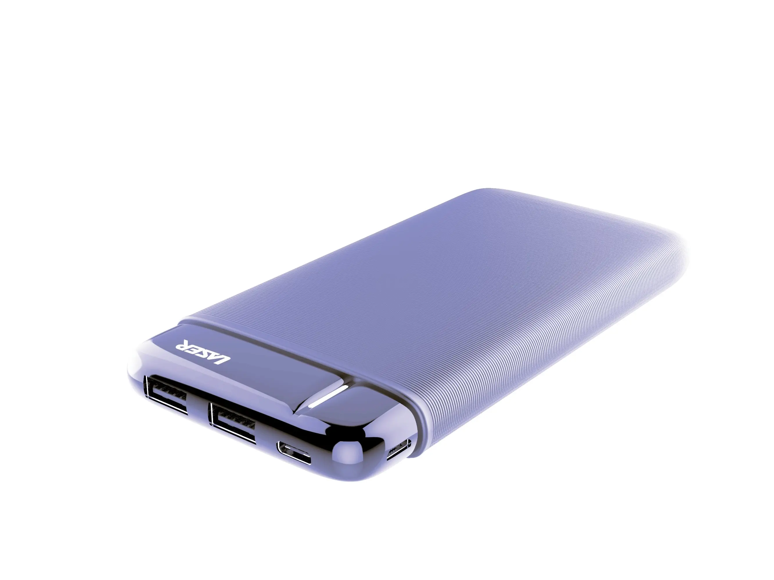 Laser 10,000mAh Lavender Powerbank: USB-C, 3x Phone Recharge, 50Wh