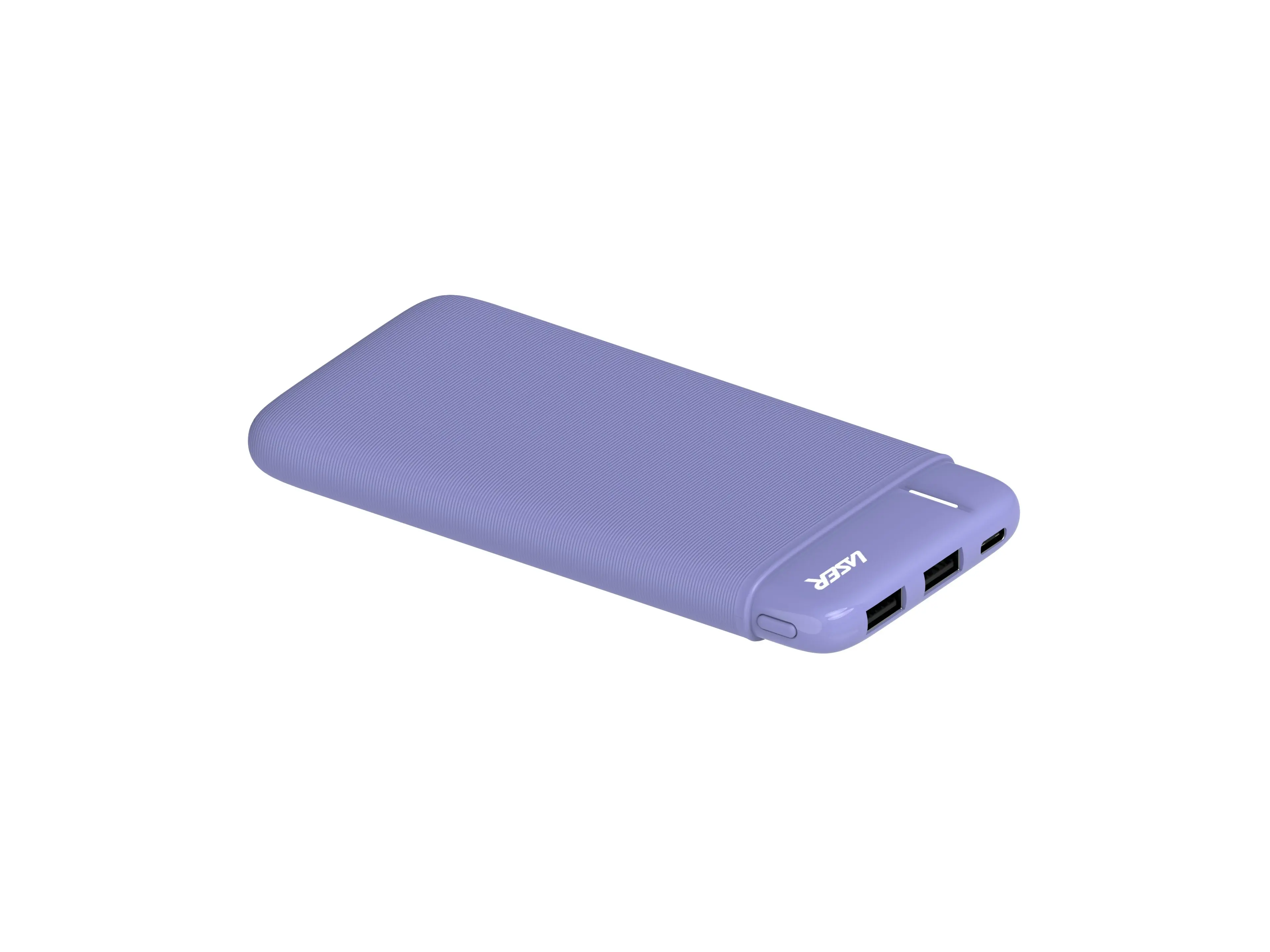 Laser 10,000mAh Lavender Powerbank: USB-C, 3x Phone Recharge, 50Wh