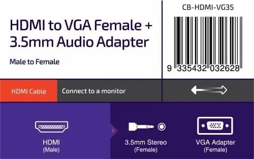 HDMI to VGA + 3.5mm Audio Adapter for Older Monitors