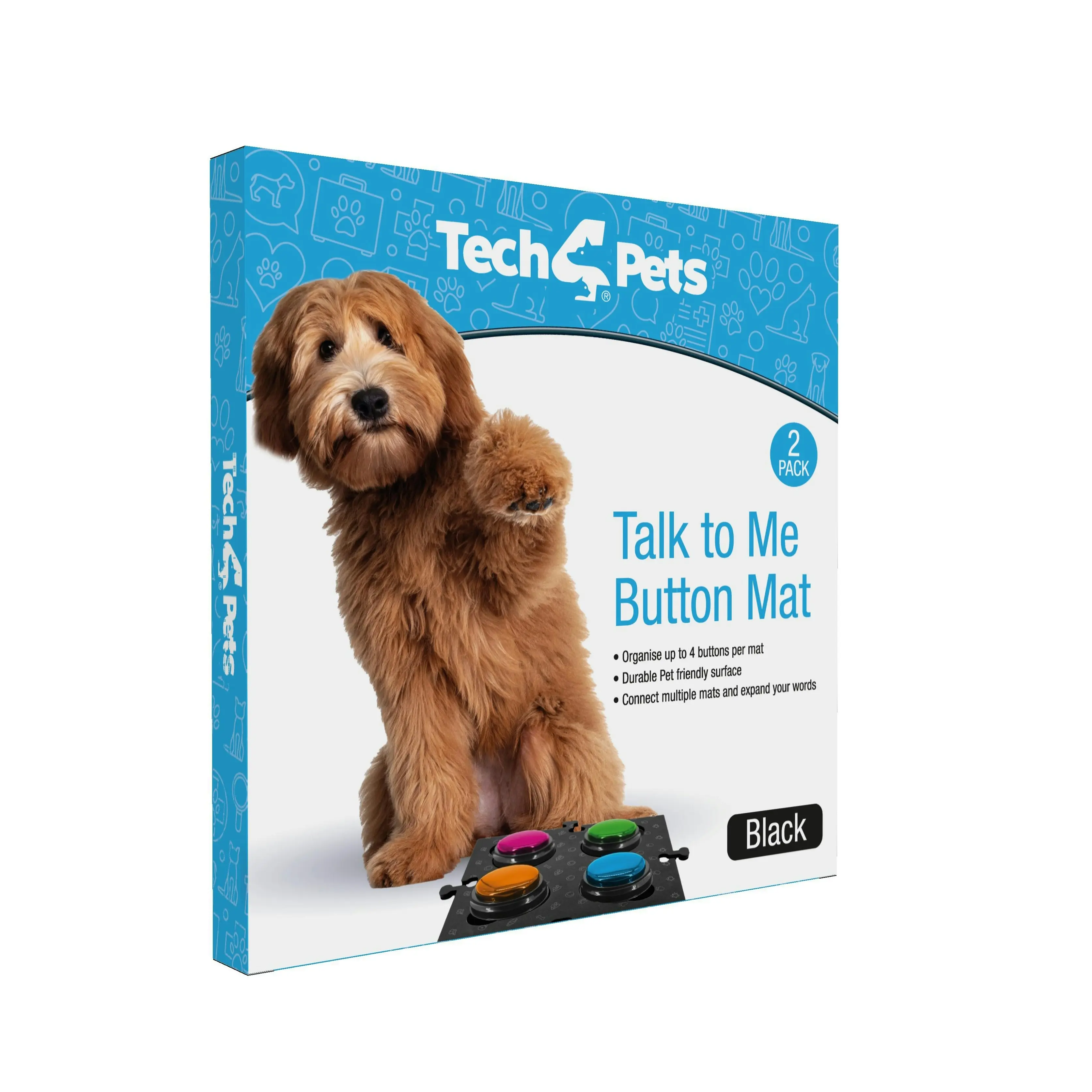 Tech4Pets Black 2-Pack Talking Button Mat - Floor Protection